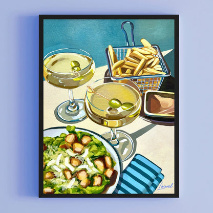 Girl Dinner Caesar Salad, Fries, Martinis Art Print