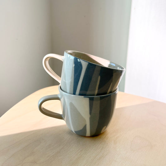 Espresso Cup - Blue Paint Stripes