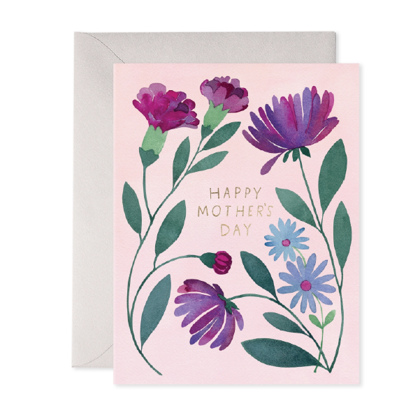 Purple Flowers Mothers Day Card