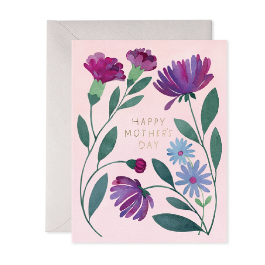 Purple Flowers Mothers Day Card