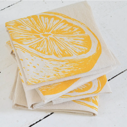 Cotton Napkins with Yellow Lemons