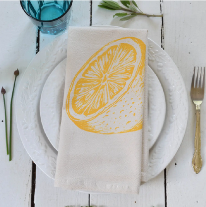 Cotton Napkins with Yellow Lemons