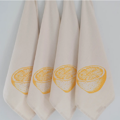 Cotton Napkins with Yellow Lemons