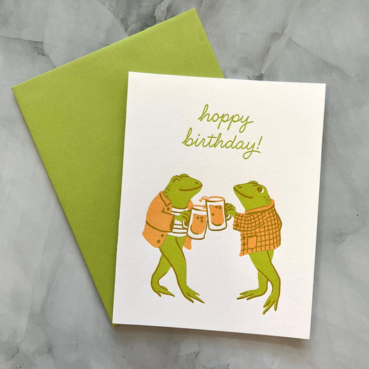 Birthday Card - Frogs with Beer