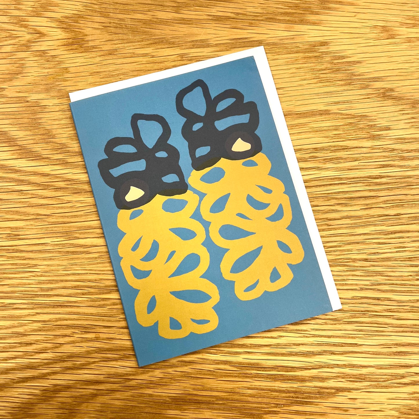Floral Abstract Card (Blue and Yellow)