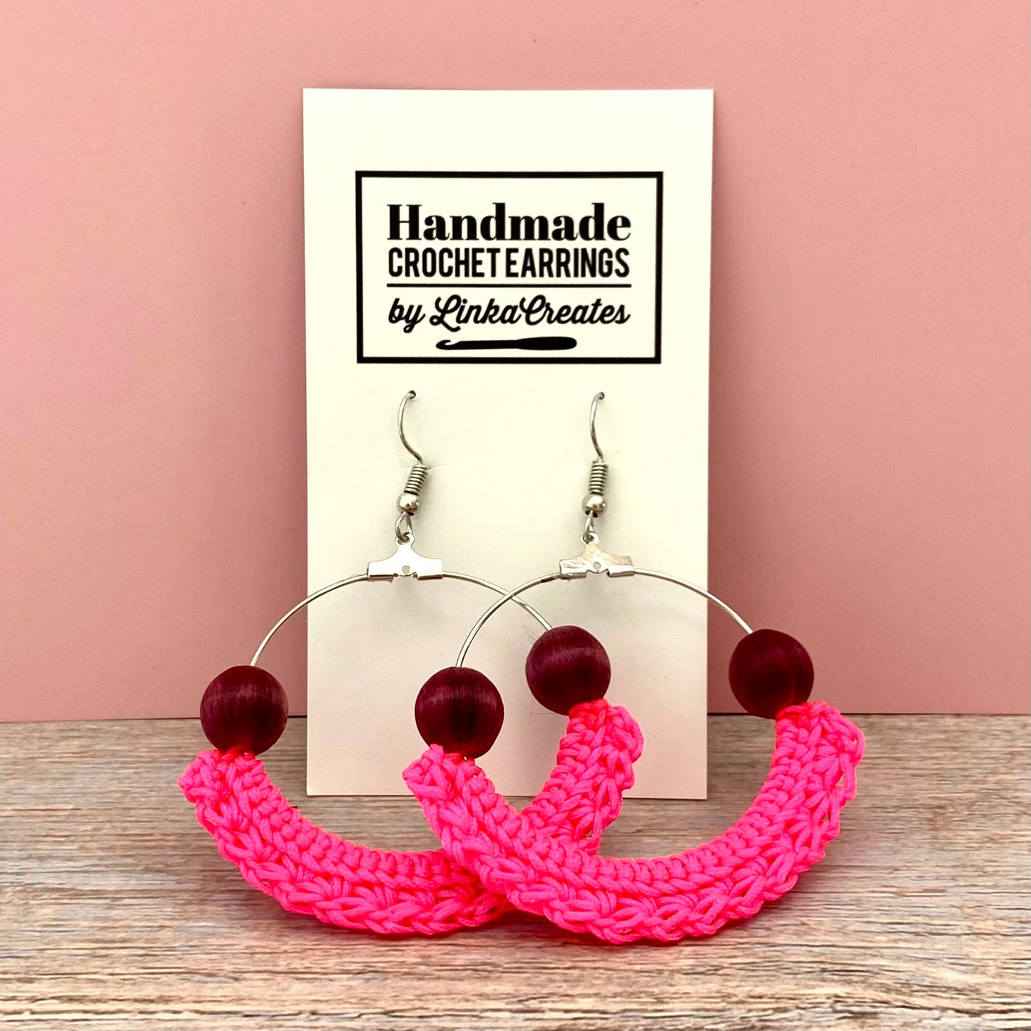 Crochet Earrings - Pink Hoops