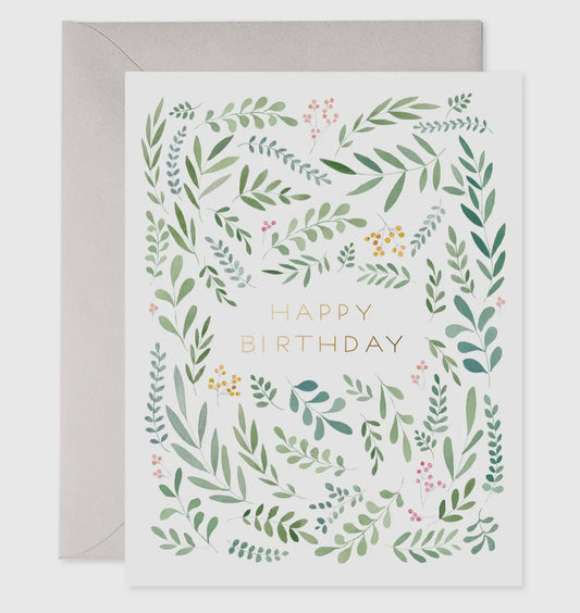 Happy Birthday Card - Green Vines