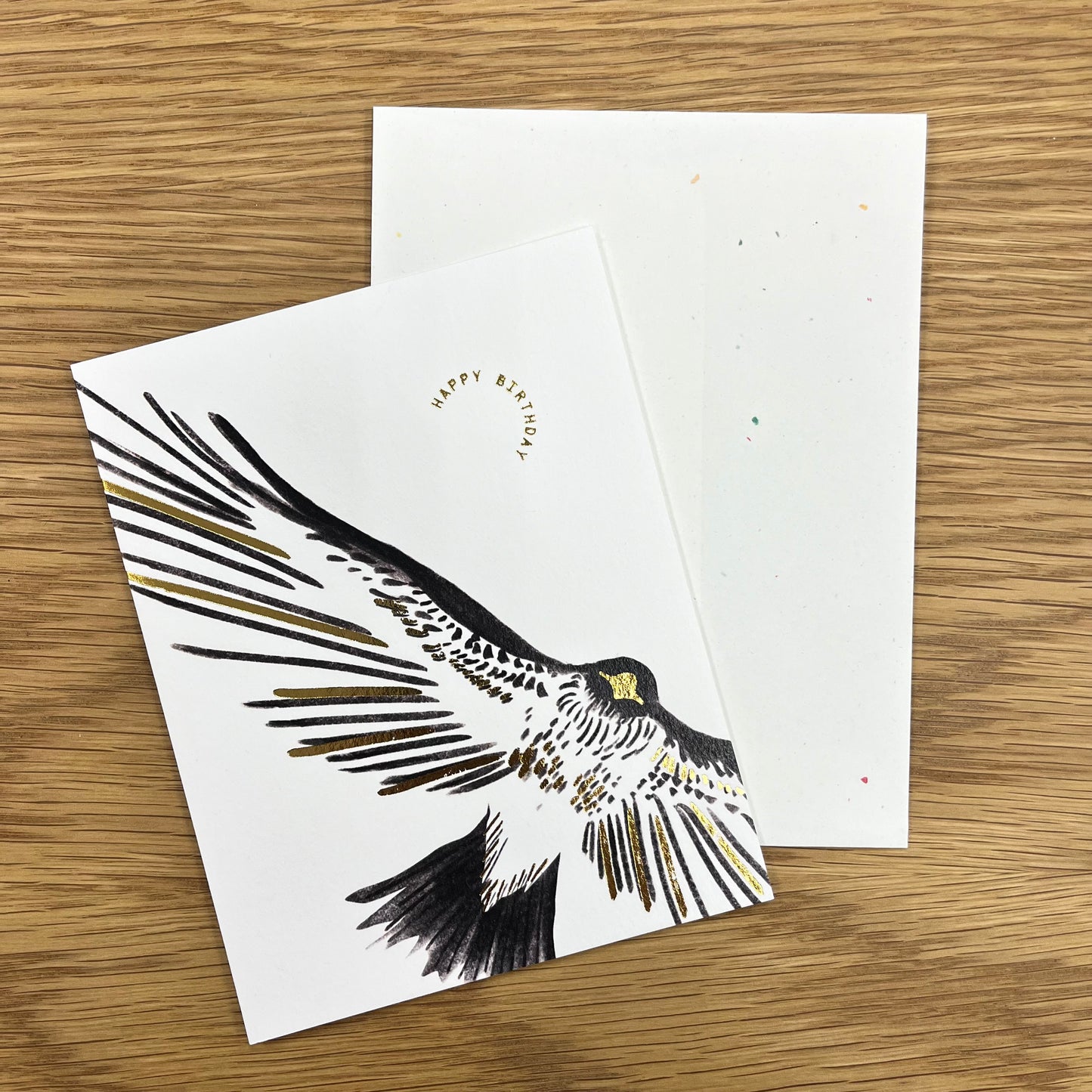 Birthday Card - eagle with gold wings