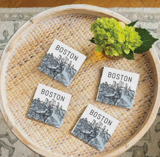 Wooden Boston Skyline Coasters