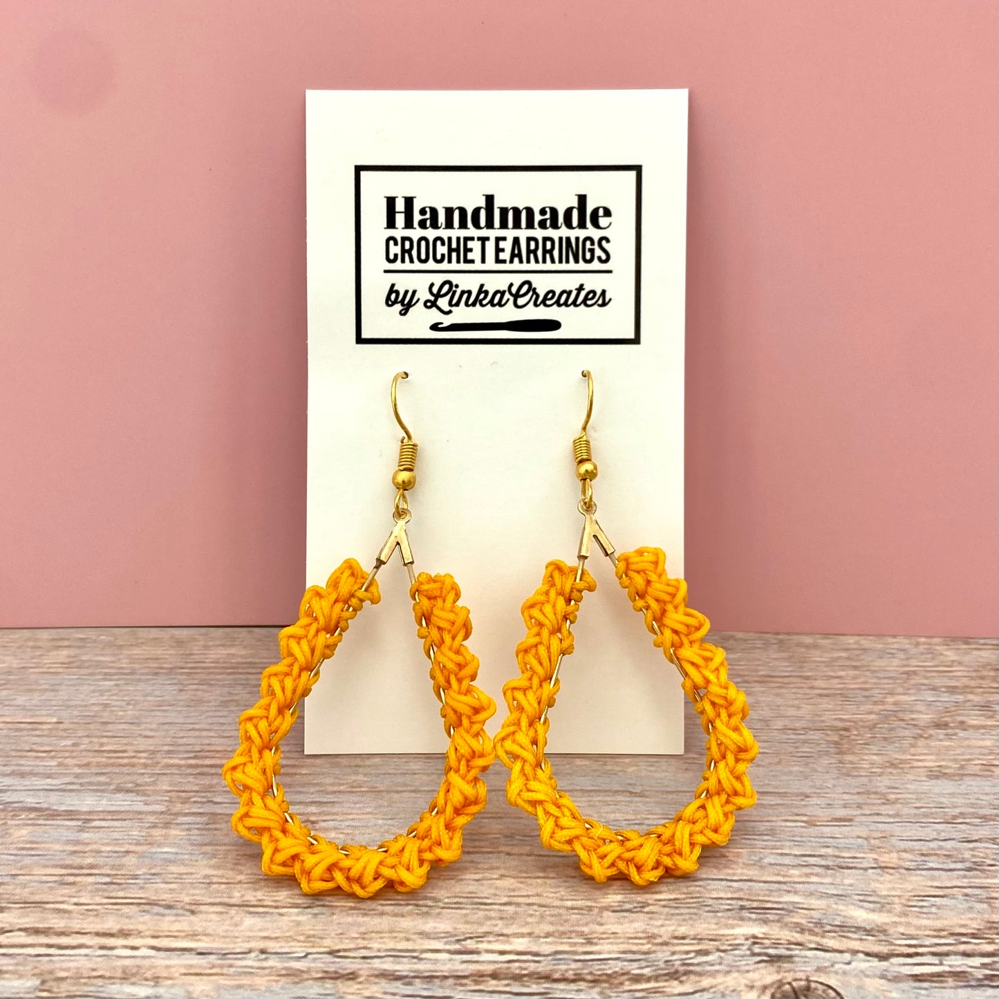 Crochet Earrings - Yellow Teardrops