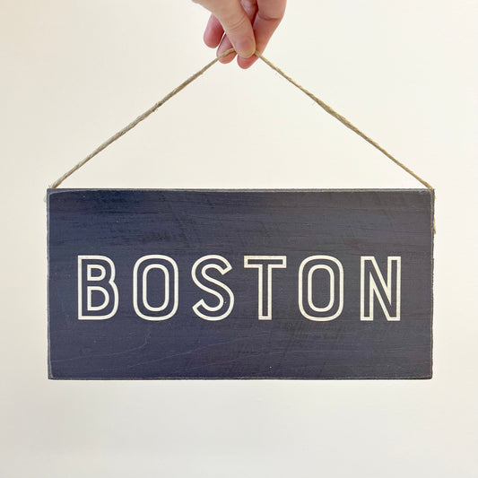 Boston wooden hanging sign