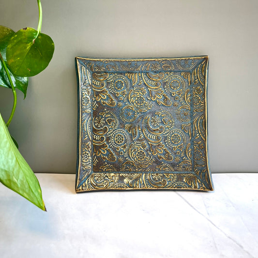 Blue Textured Square Plate