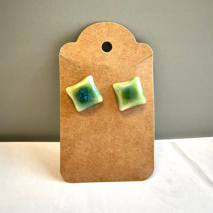 Green Ceramic Stud Earrings