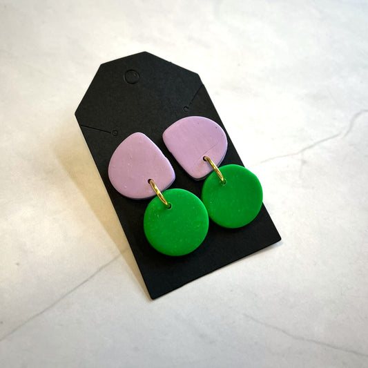 Lavender and Green Drop Earrings