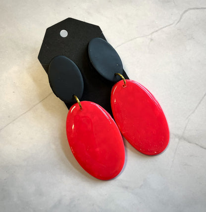 Matte Black and Glossy Pink Earrings