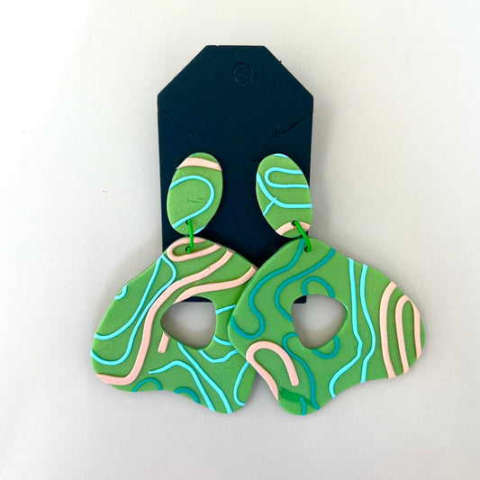 Green Squiggle Earrings