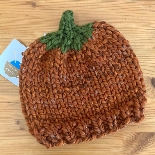 Handmade Knit Hat - Dark Orange