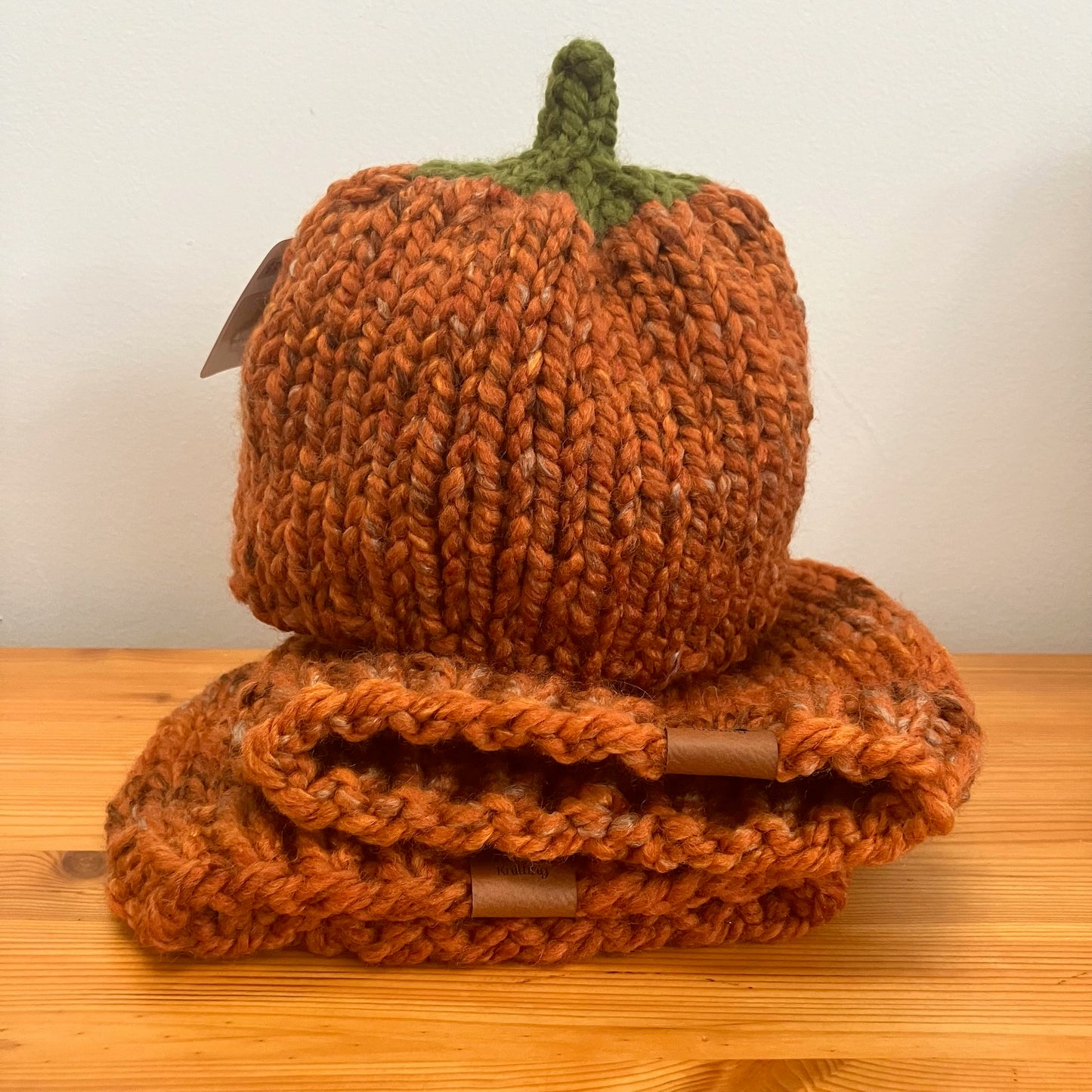 Handmade Knit Hat - Dark Orange