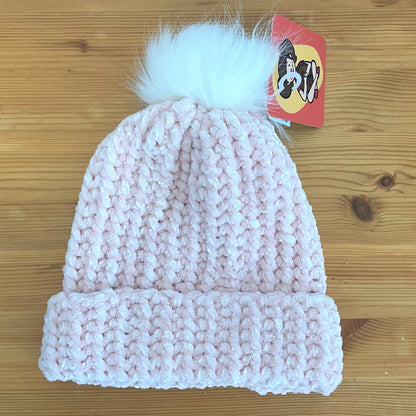 Velvet Knit Hat - Light Pink