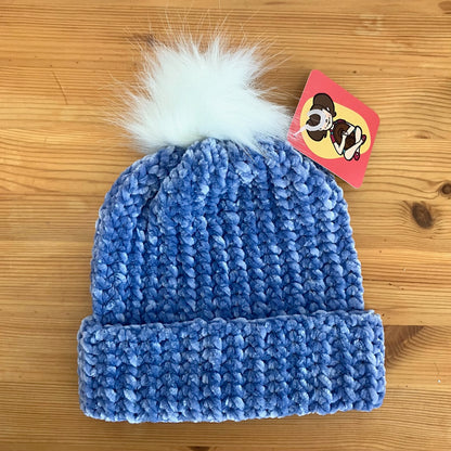 Velvet Knit Hat - Periwinkle Blue