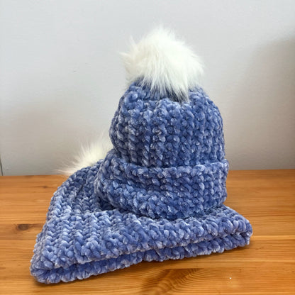 Velvet Knit Hat - Periwinkle Blue