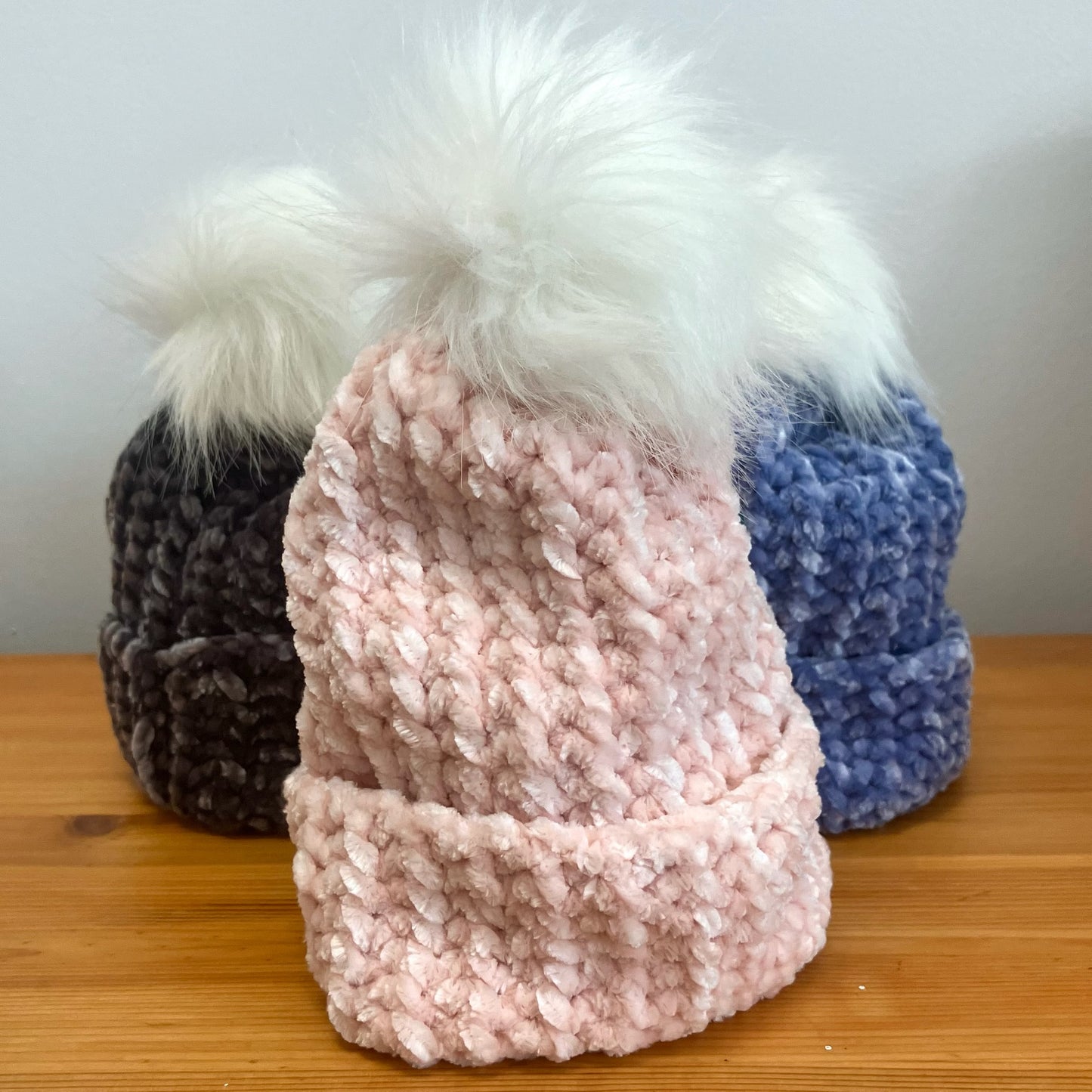 Velvet Knit Hat - Light Pink