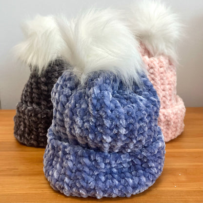 Velvet Knit Hat - Periwinkle Blue