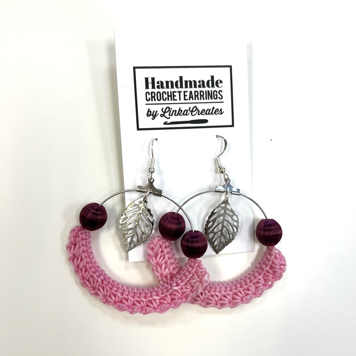 Crochet Earrings - Pink Hoops
