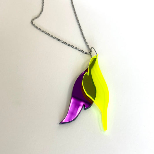 Purple and Yellow Plexiglass Necklace