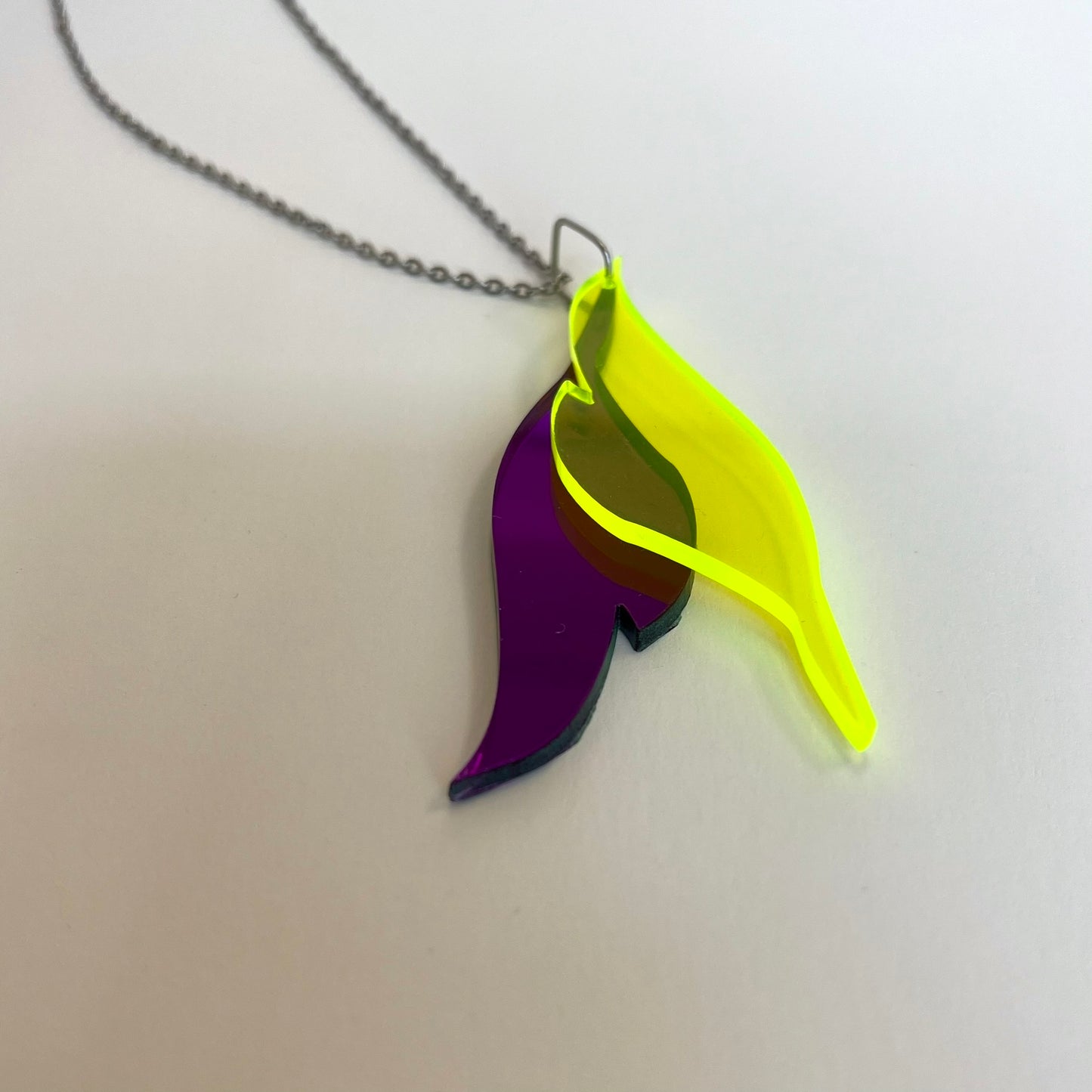 Purple and Yellow Plexiglass Necklace