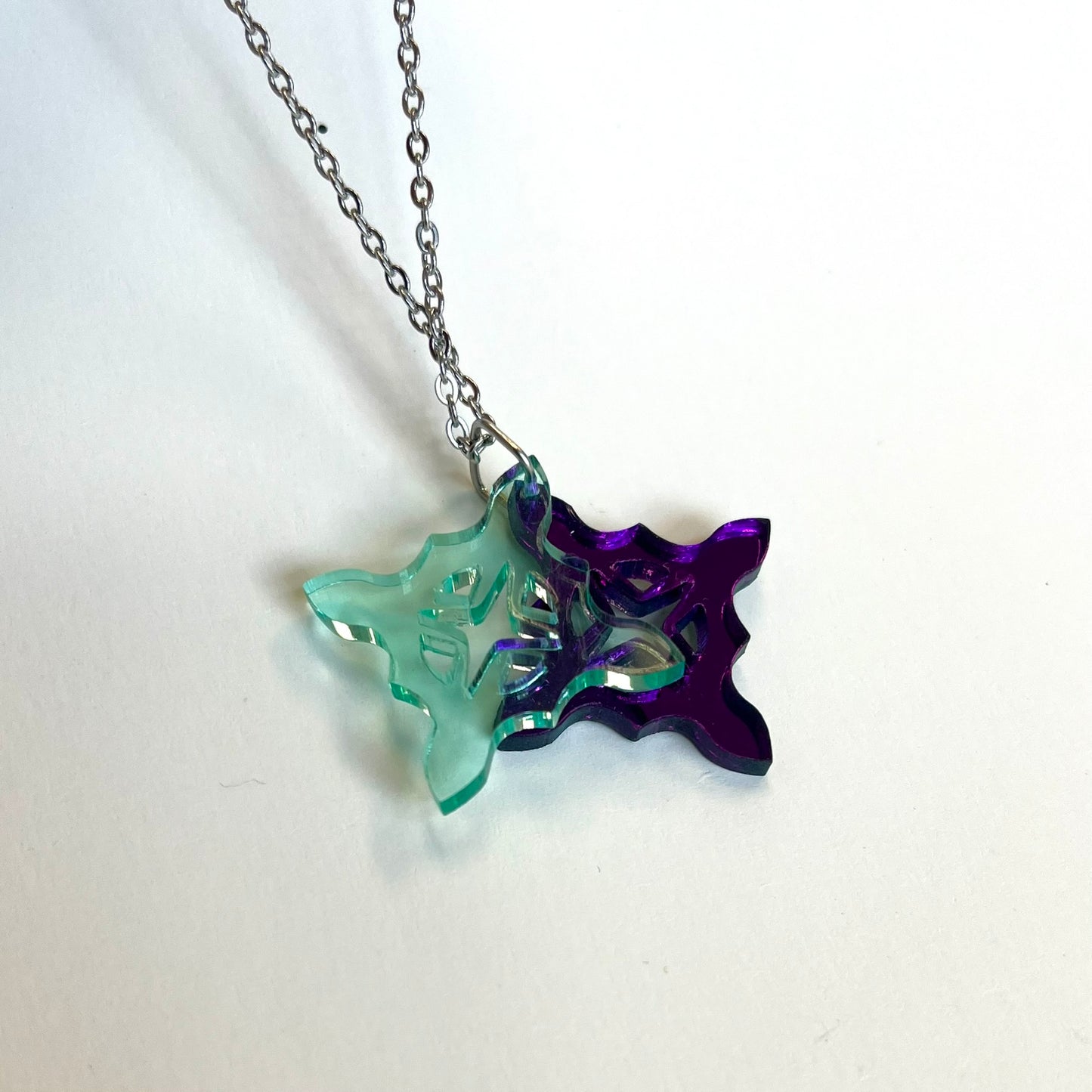 Teal and Purple Plexiglass Necklace