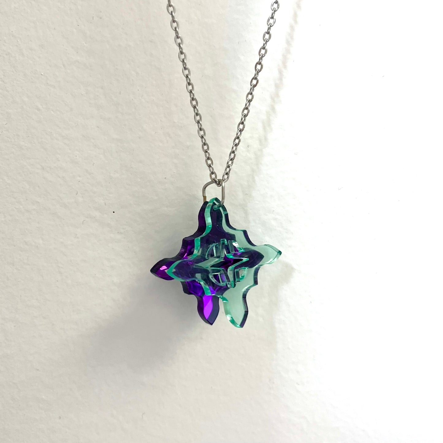 Teal and Purple Plexiglass Necklace