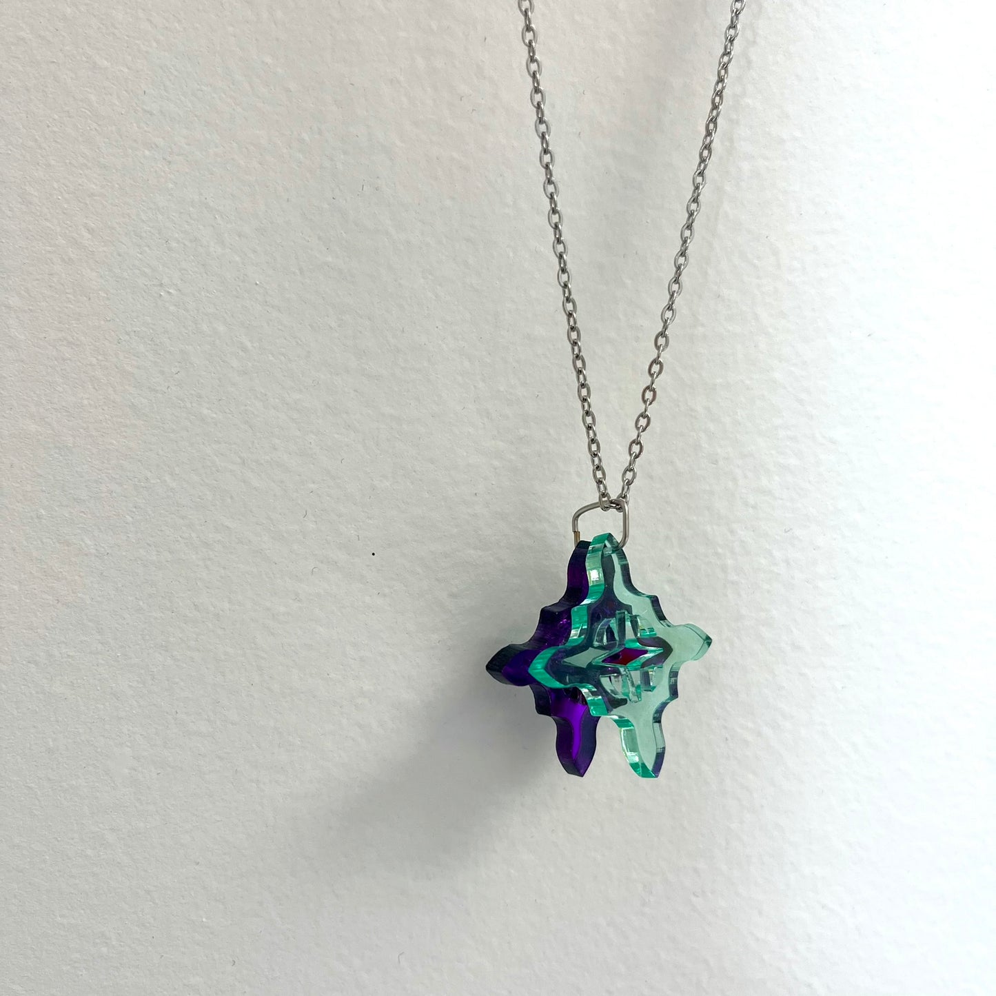 Teal and Purple Plexiglass Necklace