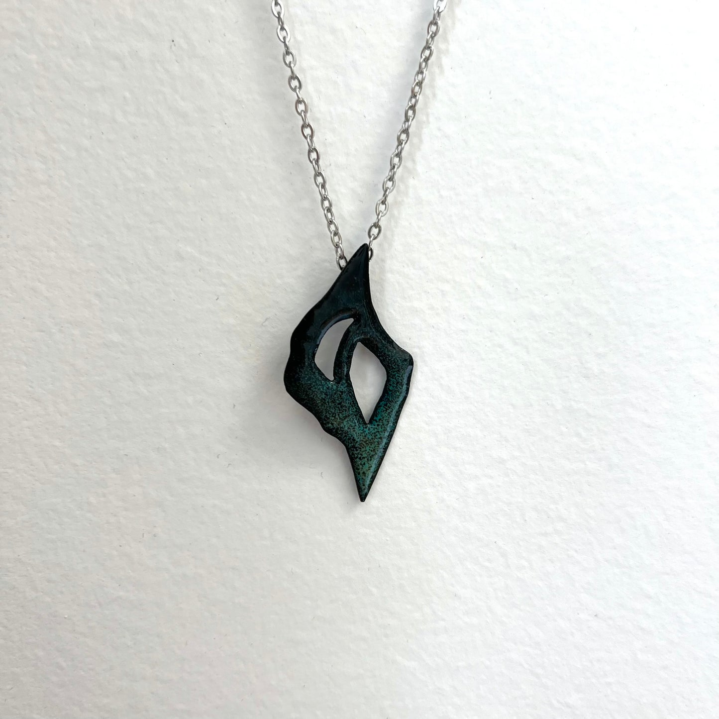 Black and Green Enamel Necklace