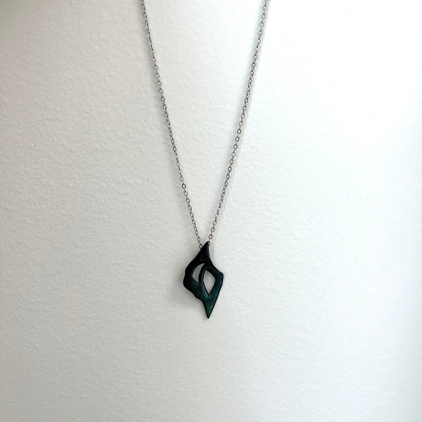 Black and Green Enamel Necklace