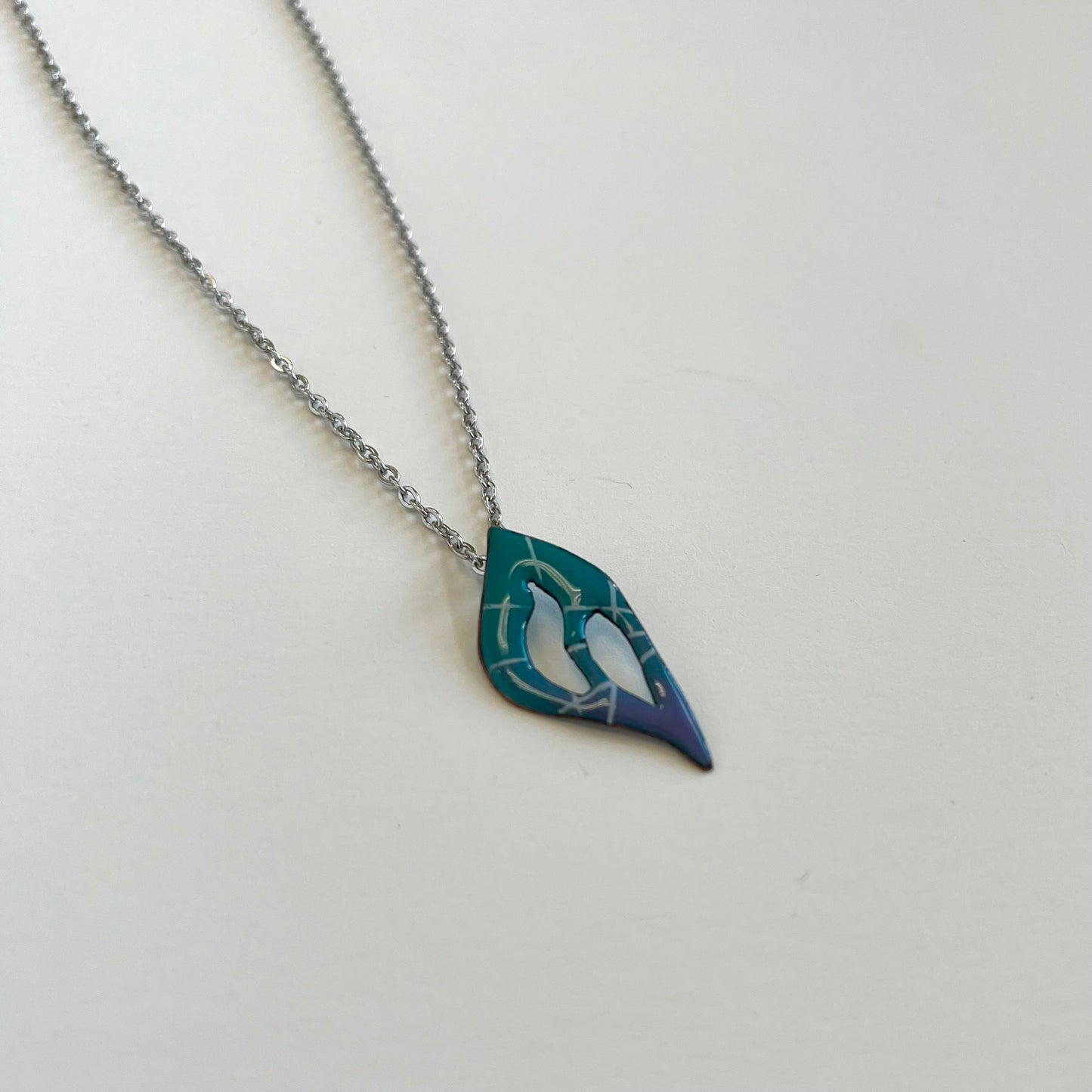 Teal and Blue Enamel Necklace