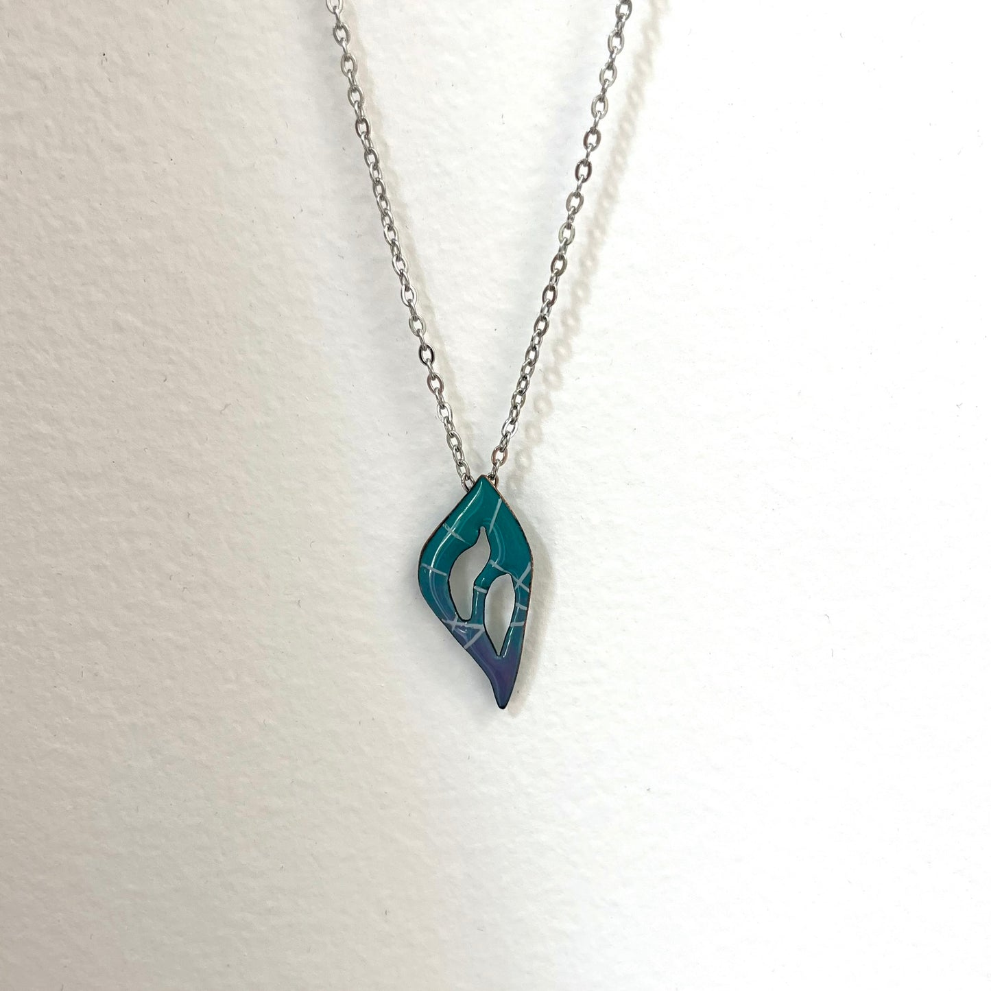 Teal and Blue Enamel Necklace