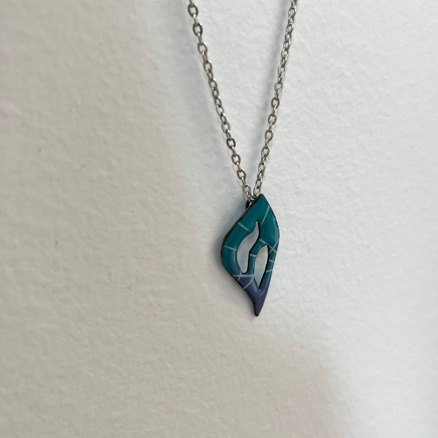 Teal and Blue Enamel Necklace