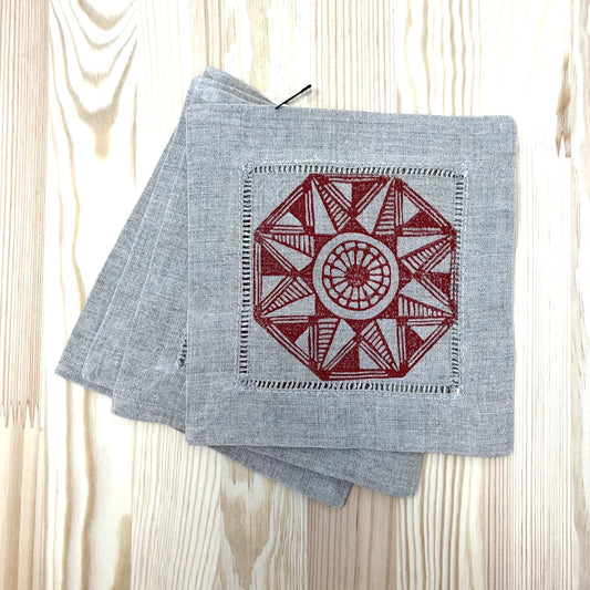 Hand-Printed Linen Coasters