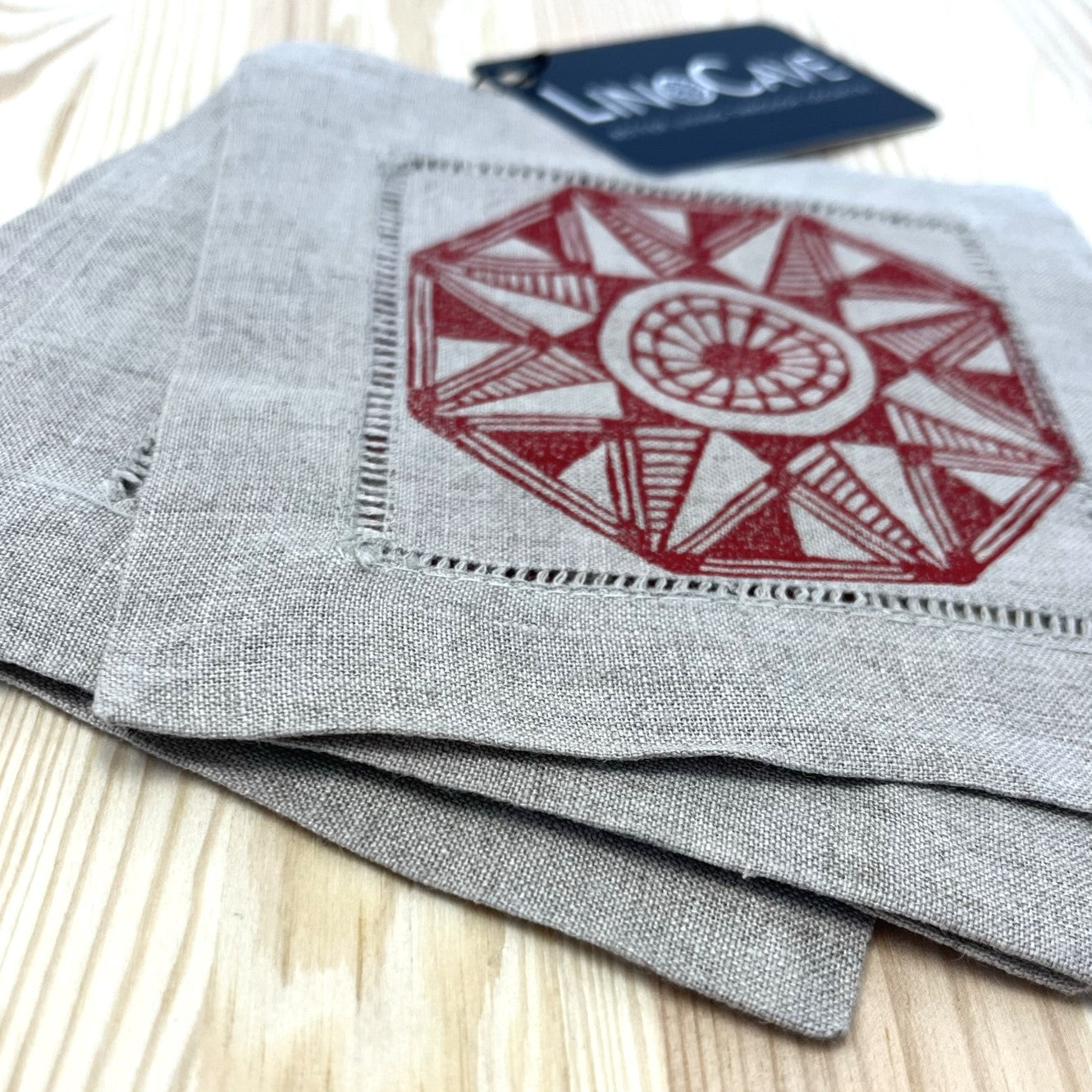 Hand-Printed Linen Coasters