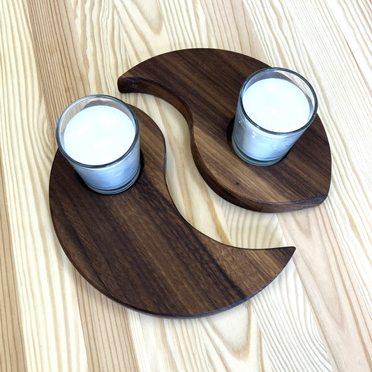 Walnut Candle Holder (Ying Yang)