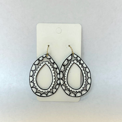 Black and White Teardrop Tantara Earrings