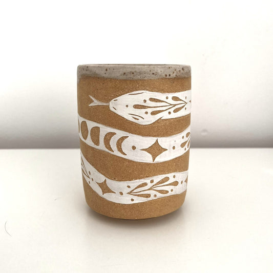 White Sgraffito Tumbler