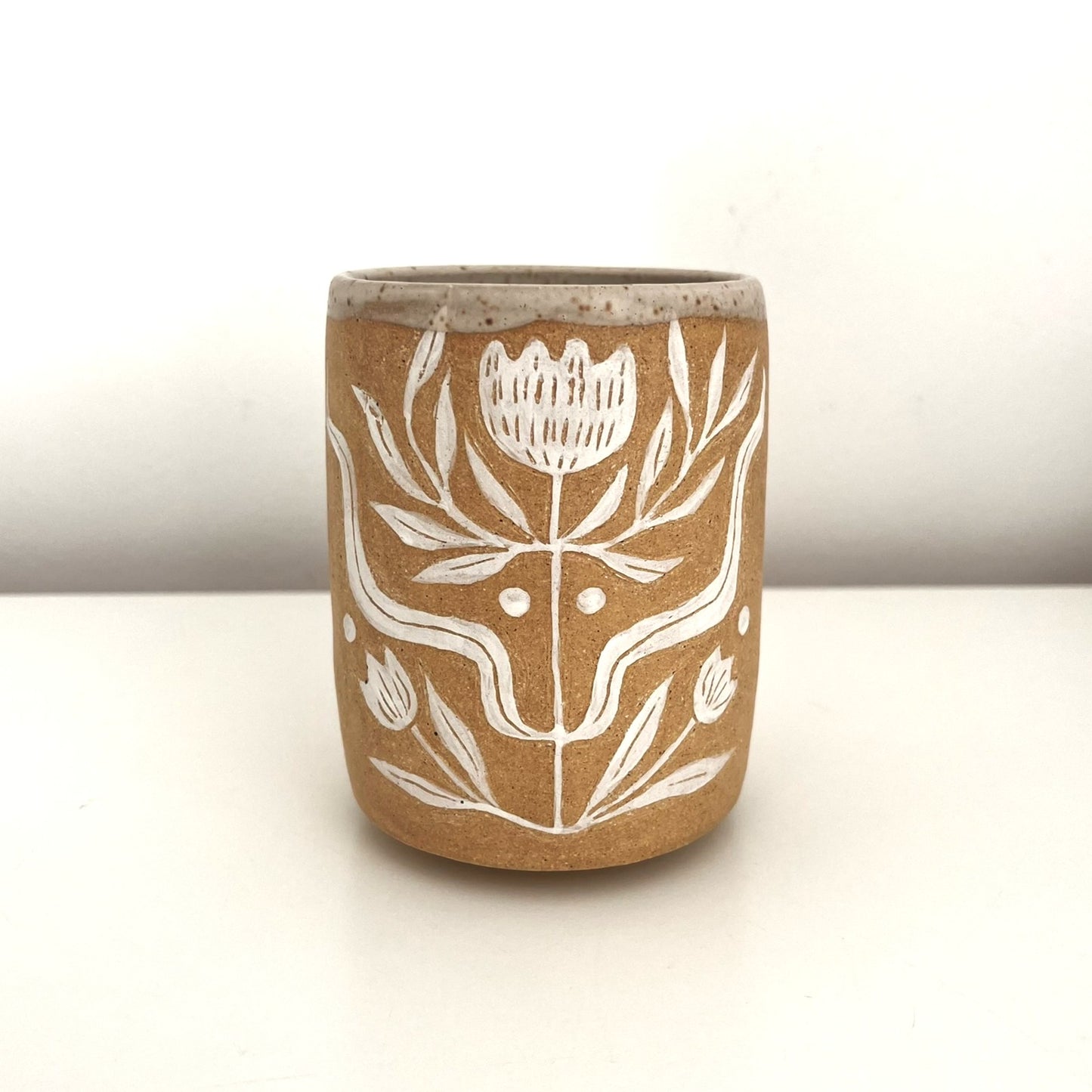 White Sgraffito Tumbler