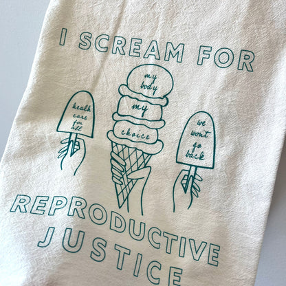I Scream for Reproductive Justice Tea Towel