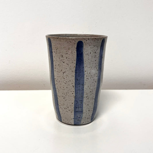 Blue and White Striped Tumbler