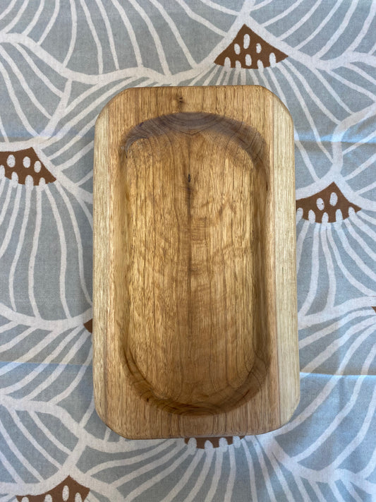 Handmade Wooden Bread/Fruit Bowl - Straight Rectangle