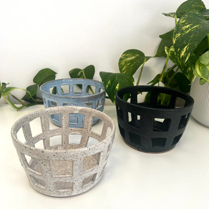 Ceramic Basket - Grid Pattern