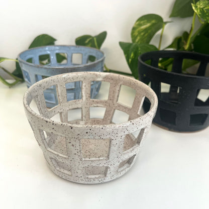 Ceramic Basket - Grid Pattern