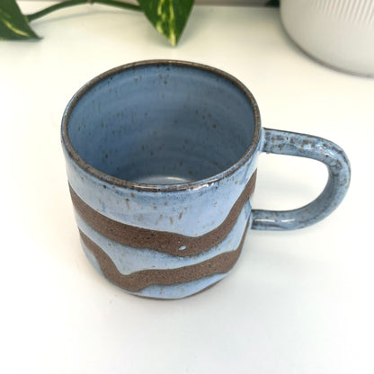 Blue Mug with Wavy Lines